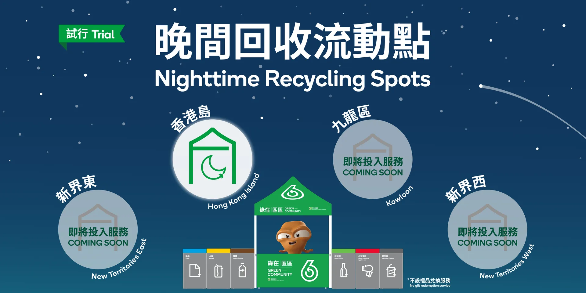 Trial Operation of Nighttime Recycling Spots